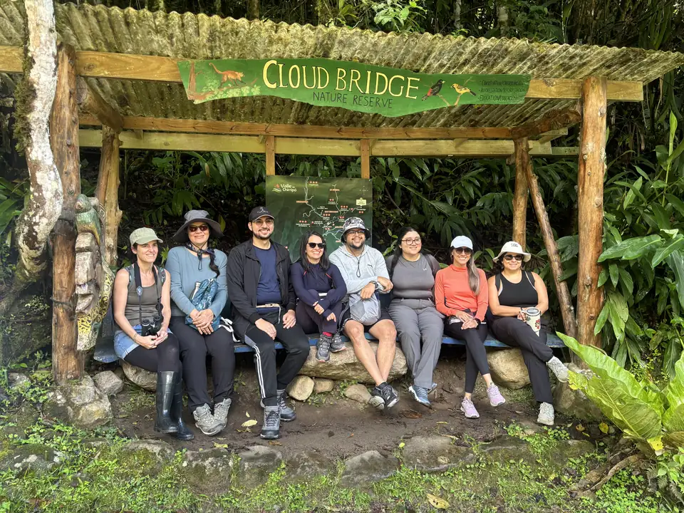 Travelers at the Cloudbridge Nature Reserve trailhead